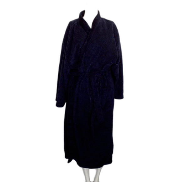 new ULTA Robe, OS, Textured Navy Blue, Wrap front, Sash Belt, Pockets - Picture 7 of 12